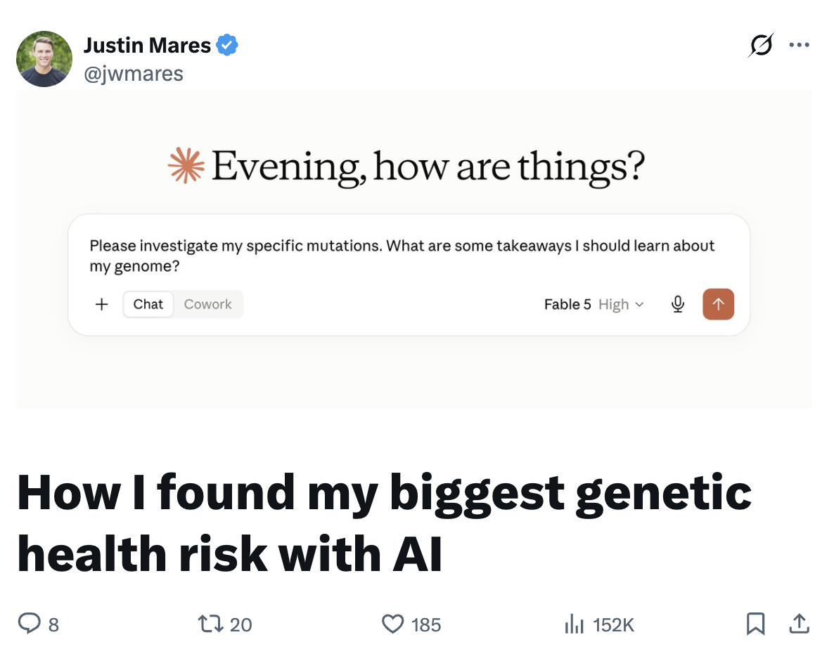 Justin Mares on X: How I found my biggest genetic health risk with AI