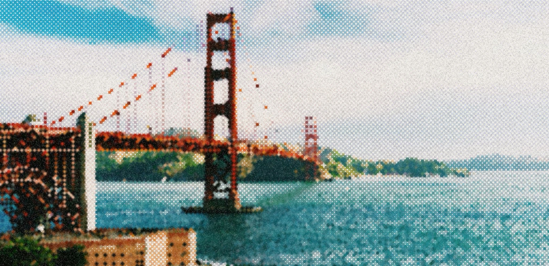 Golden Gate Bridge in halftone